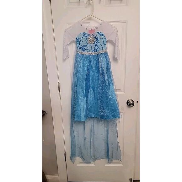 Frozen Costume New Queen Dress Up with Hair, Gloves, Wand, Necklace, Sz 3-4, - Picture 5 of 8